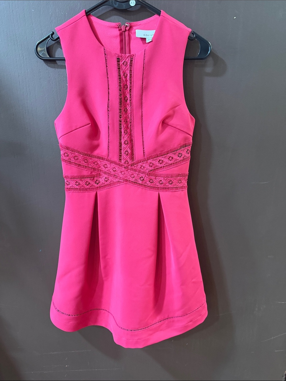 Adelyn Rae Hot Pink Sleeveless Midi Dress with Crochet Trim